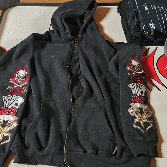BROKEN sapphire Lounge Zippered Hoodie Skull Y2k Vintage - Picture 3 of 3